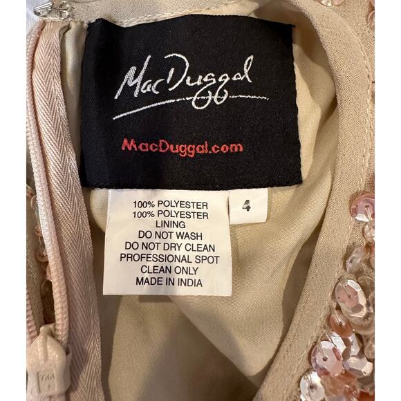 Mac Duggal Sleeveless High Neck Beaded Sheath Dress Nude 4 - Picture 13 of 14